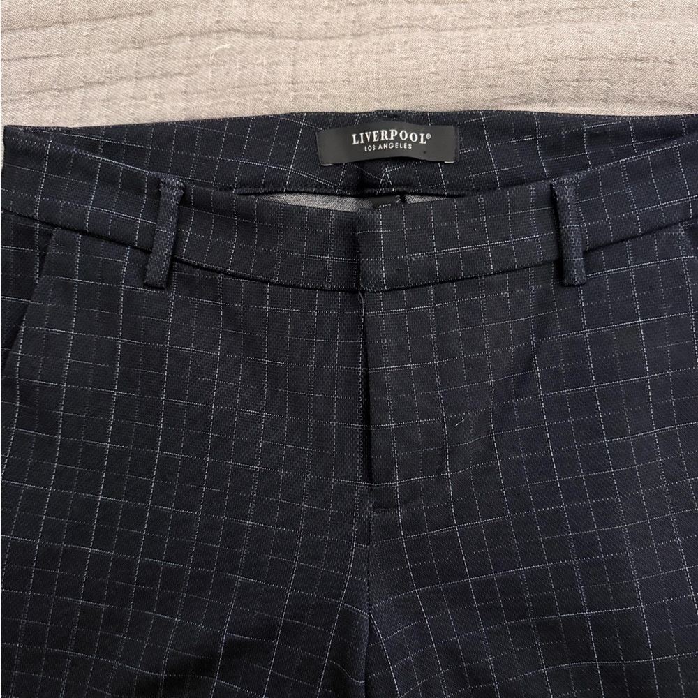 Liverpool Black Checkered Ankle Pants